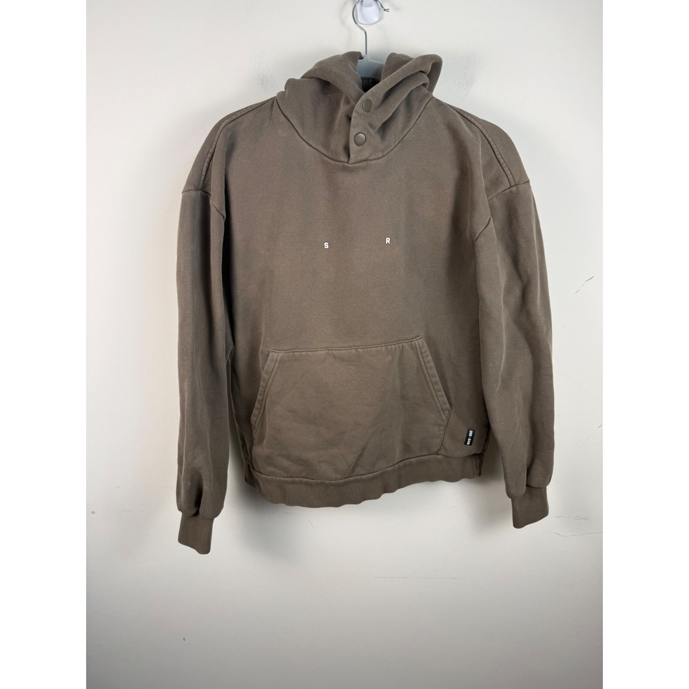 ASRV‎ Relentless Pursuit Mens Brown Fleece Snap Neck Hoodie Sweatshirt Medium